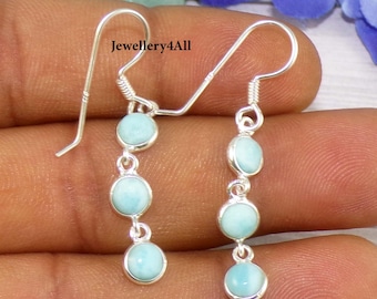 Larimar Dangle Earrings: Sterling Silver Gemstone Jewelry