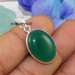 Handmade Green Onyx 925 Sterling Silver Pendant