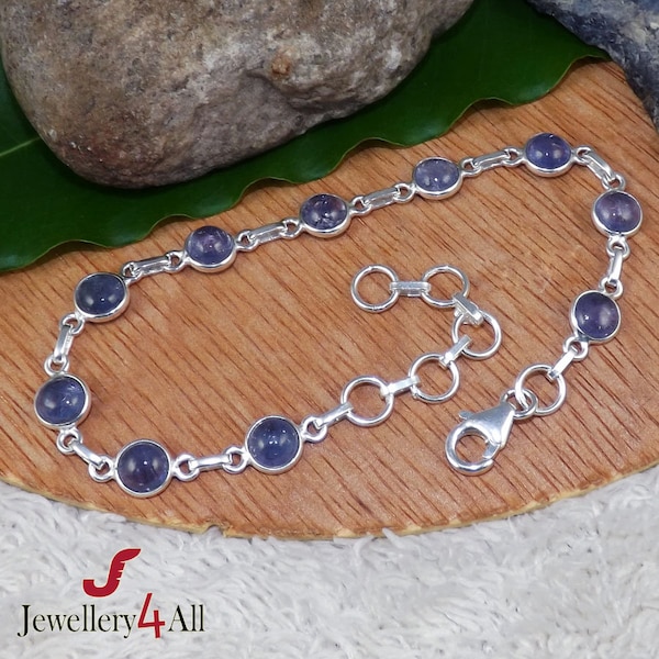 6mm Round Bracelet, Tanzanite Bracelet, Sterling Silver Bracelet, Tanzanite Jewellery, Gift For Her, Tanzanite Bezel Bracelet, J1222632