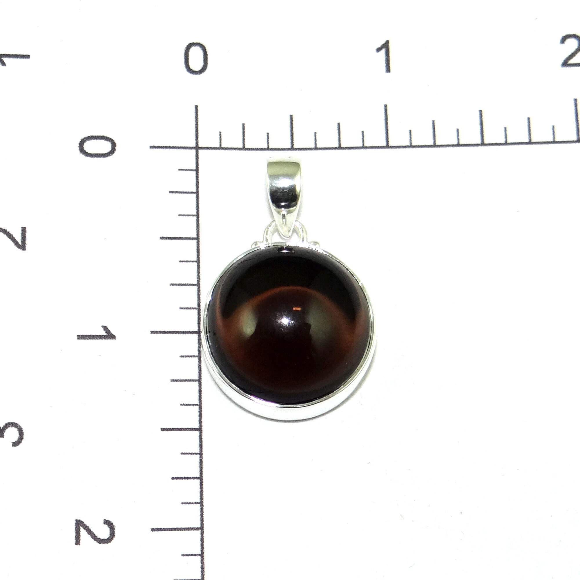 Round Smoky Quartz Pendant, Solid 925 Sterling Silver