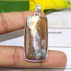 Sterling Silver Boulder Opal Pendant: Natural Gemstone Jewelry