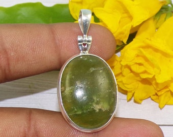 100% Natural Green Vassonite Gemstone Pendant, 925 Silver Pendant, Girls Pendant, Boho Pendant, Handmade Jewelry, Anniversary Gift, P42303