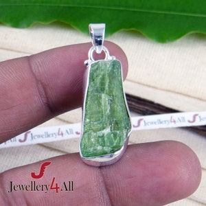 Green Kyanite Pendant, Solid 925 Sterling Silver Pendant, Raw Green Kyanite Jewelry, Kyanite Necklace Pendant, Handmade Pendant, For Her K53
