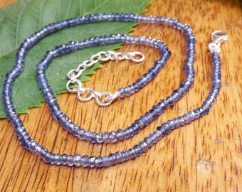 Facettierte Iolith Bead Halskette: Verstellbarer Blauer Edelsteinschmuck