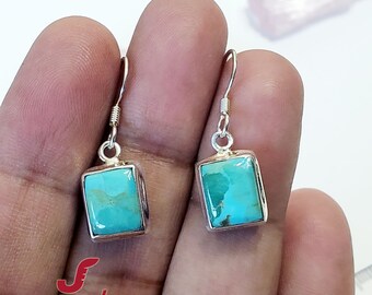 Handmade Sterling Silver Turquoise Dangle Earrings