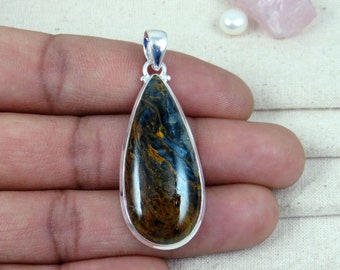 Teardrop Pietersite Pendant, Sterling Silver Gemstone Necklace