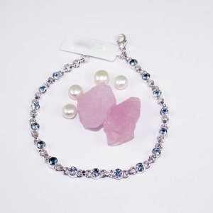 Blue Topaz Bracelet: Handmade Sterling Silver, Adjustable Length