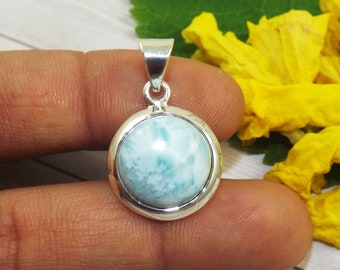 Genuine Larimar Pendant, Solid 925 Sterling Silver Pendant, Natural Larimar Necklace, Larimar Pendants, Anniversary Gift, Easter , M51603