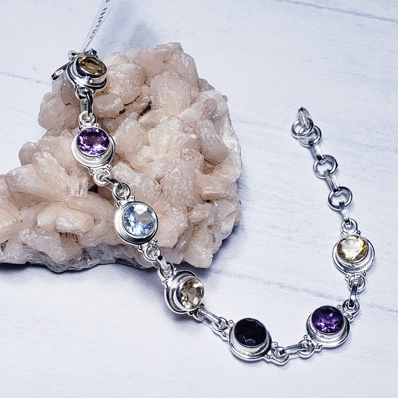 Lobster Claw Ready To Ship J1102 Adjustable Bracelet Faceted Birthstone Bracelet Solid 925 Sterling Silver Bracelet Handmade Bracelet