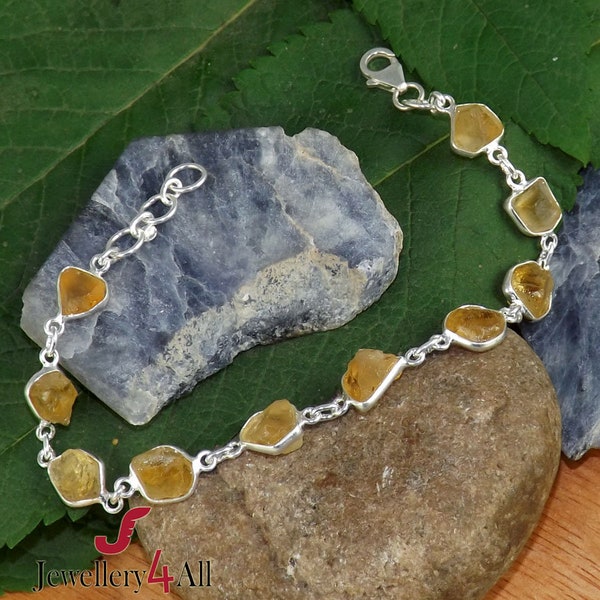 Citrine Bracelet, Raw Citrine Bracelet, Sterling Silver Bracelet, Handmade Bracelet, Birthstone Bracelet, November Birthstone, Gift Her- K3