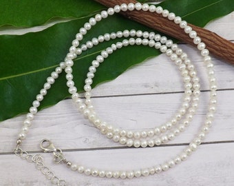 Natural Pearl Beads Necklace, White Pearl Necklace, Pearl Beaded Jewelry, Handmade Beads Necklace, Unique Gift Her, Ready To Ship- K58