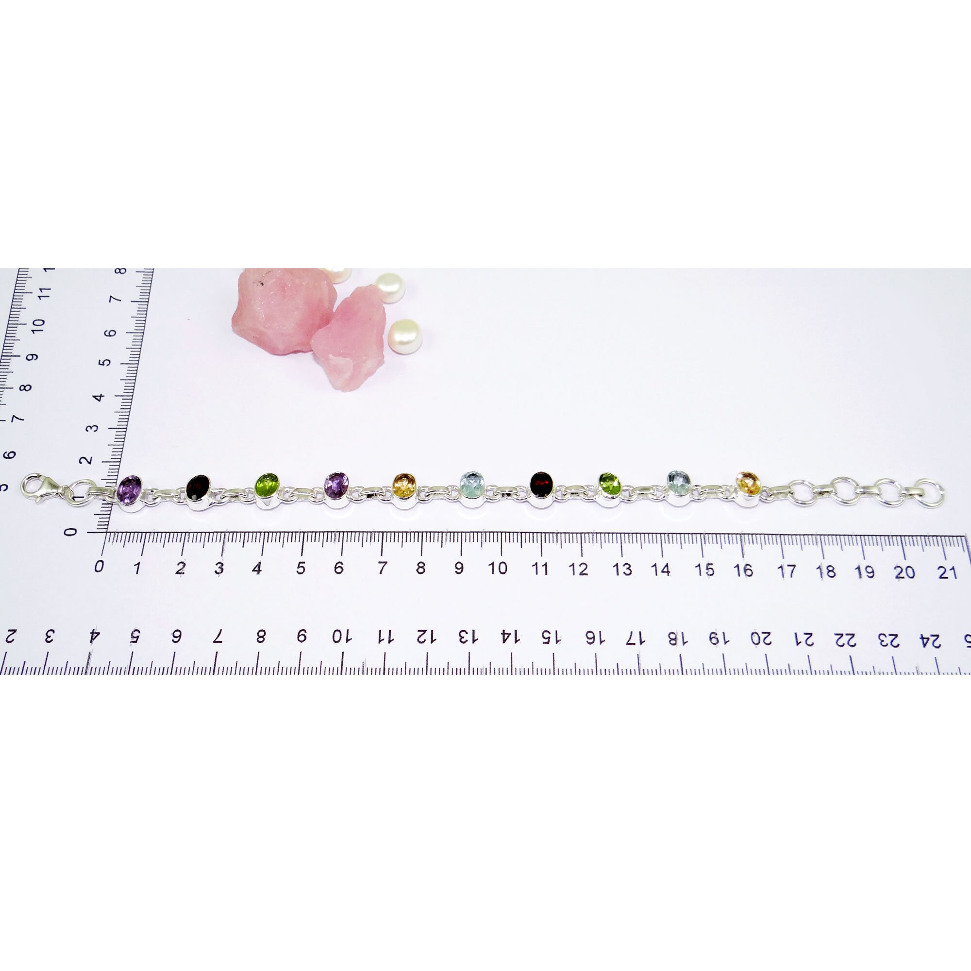 ブレスレット LANARCHIVE water stone bracelet LINK CHAIN STONE LINE BRACELET