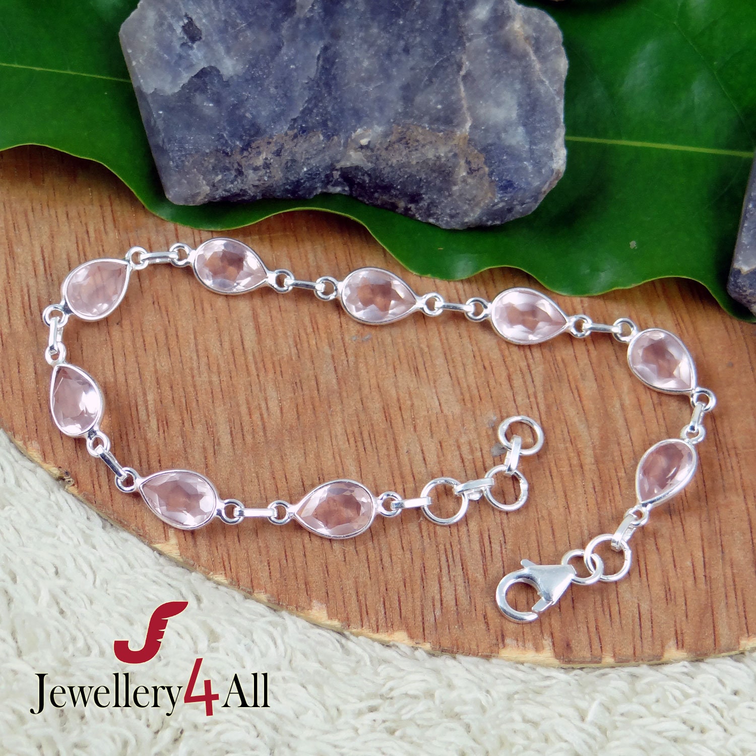 Faceted Rose Quartz Bracelet, 925 Sterling Silver Bracelet, Dainty Bracelet, Delicate Bracelet, Classic Simple Bezel Set Bracelet, Gifts