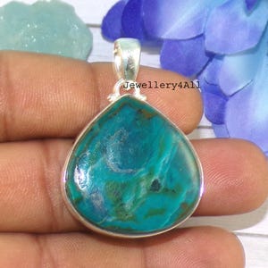 Natural Opalina Gemstone Pendant, Heart Shape Dangle Pendant, 925 Sterling Silver Pendant, Handmade Silver Jewelry, Anniversary Gift, P91318