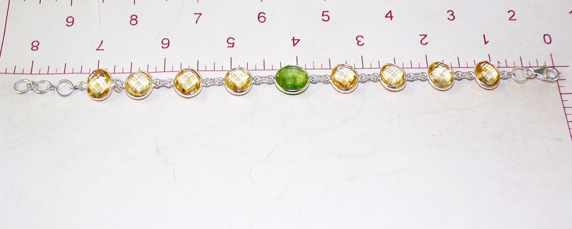 10 mm プレナイト ブレスレット、8 x 10 mm シトリン