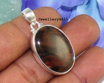 Pietersite-hängehalsband: Handgjort 925 sterlingsilver, 3,8 cm