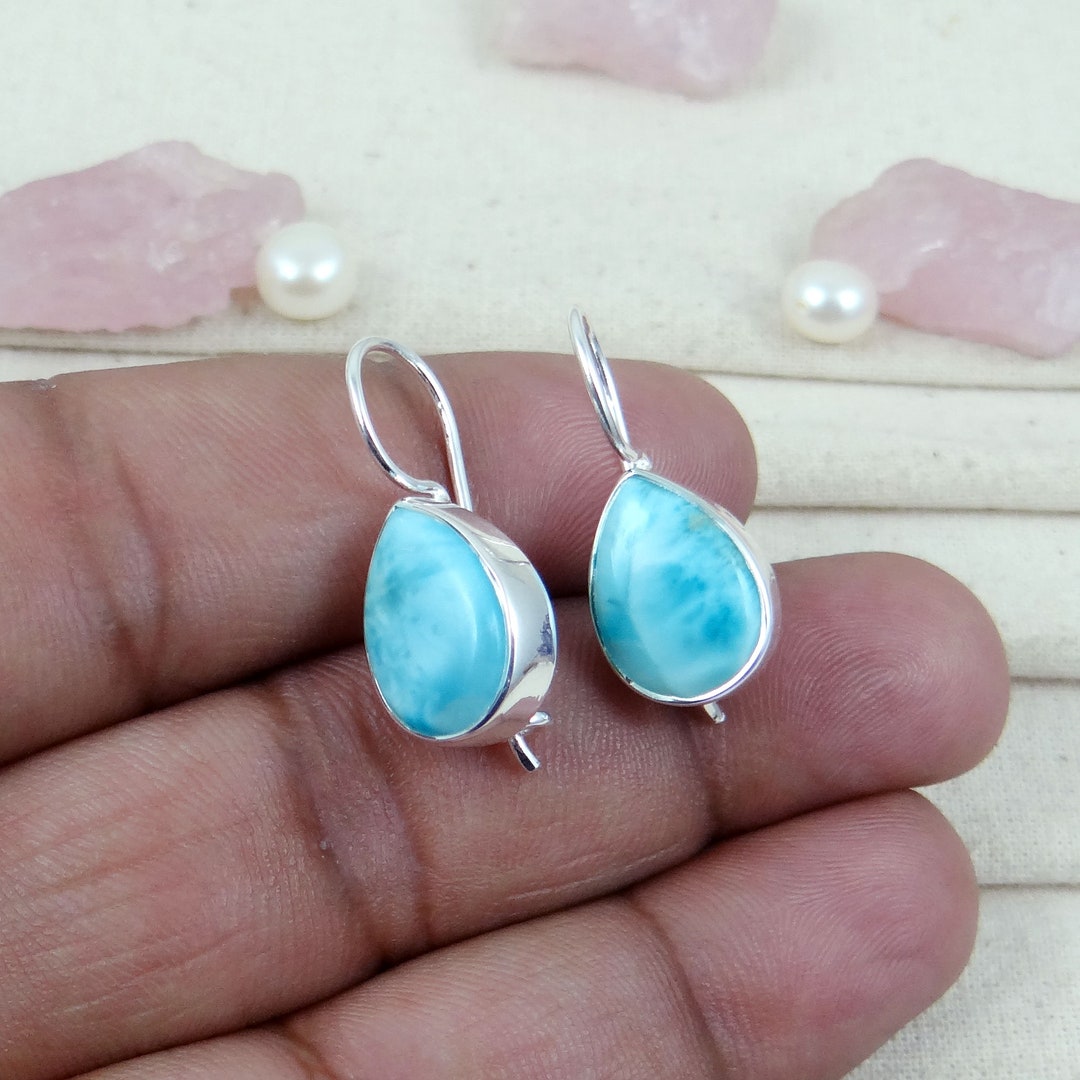 Larimar Earrings, Larimar Silver Earrings, Larimar Earrings Solid 925 ...