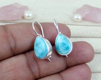 Larimar Earrings, Larimar Silver Earrings, Larimar Earrings Solid 925 Sterling Silver Earrings, Dangle Earrings, Gift For Her, Sale, K21114