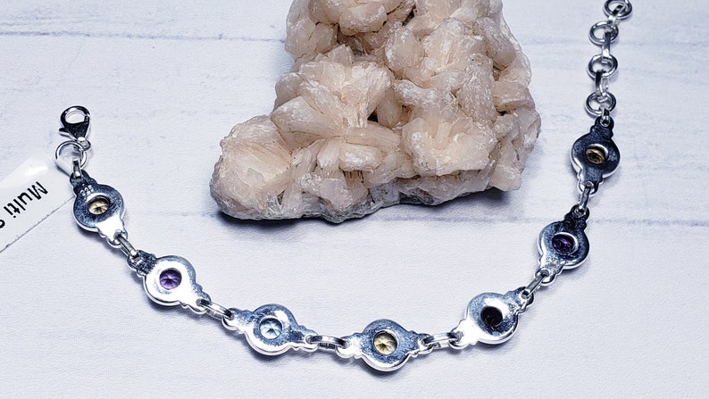 Lobster Claw Ready To Ship J1102 Adjustable Bracelet Faceted Birthstone Bracelet Solid 925 Sterling Silver Bracelet Handmade Bracelet