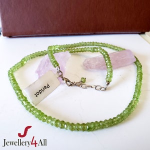 925 Sterling Silver , Peridot Necklace, Beaded Necklace, Peridot Handmade Necklace, Lobster Claw, Ready To Ship ,Gift For Her,Sale ADBB94705
