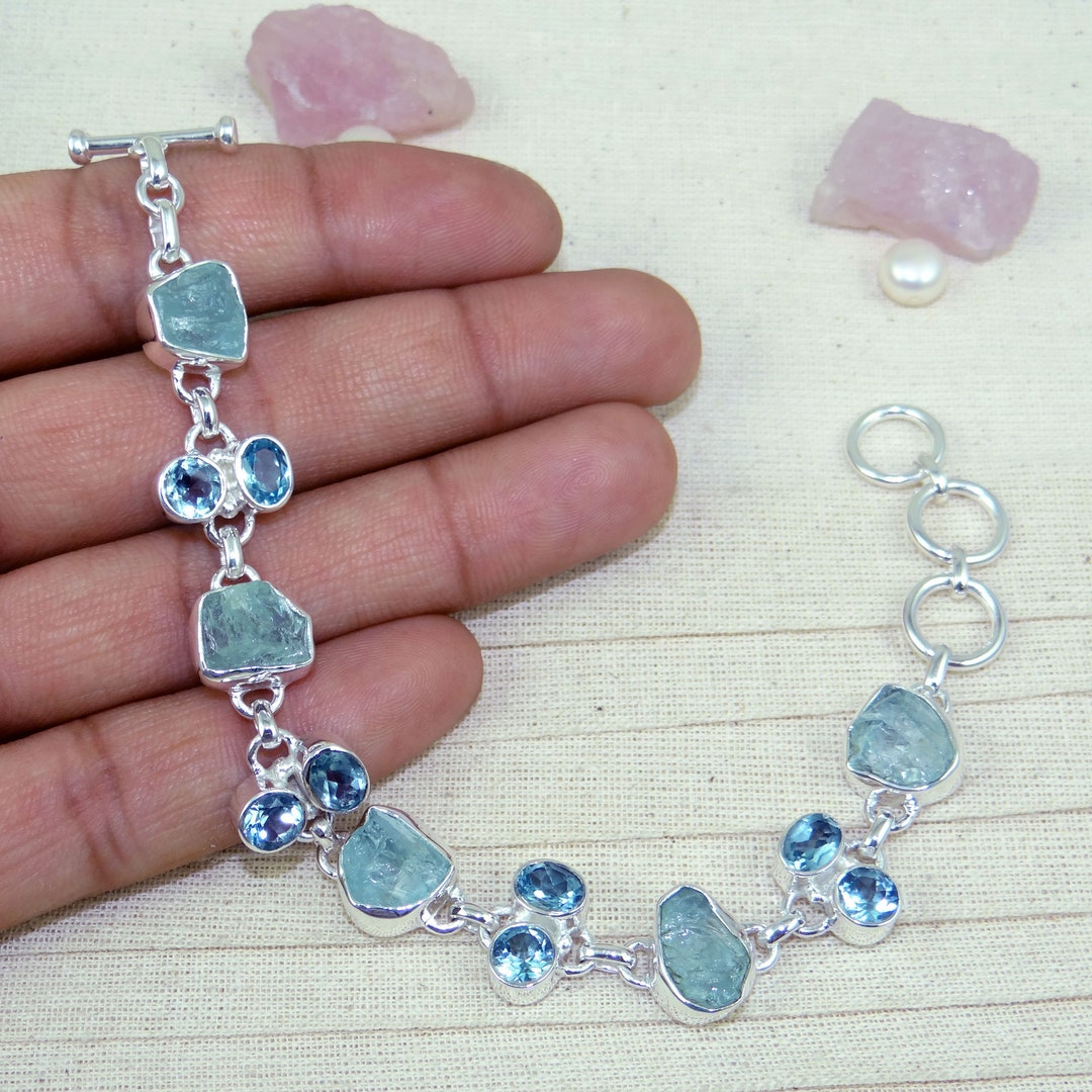 ruby ＆blue topaz bracelet K18 ラスト ruby ＆blue topaz bracelet K18