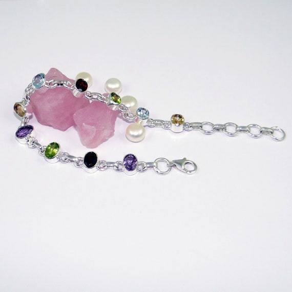 ブレスレット STONEHENgE Lucky You March 14K birthstone bracelet Birthstone Bracelet, Solid 925 Silver Bracelet, Lobster Claw