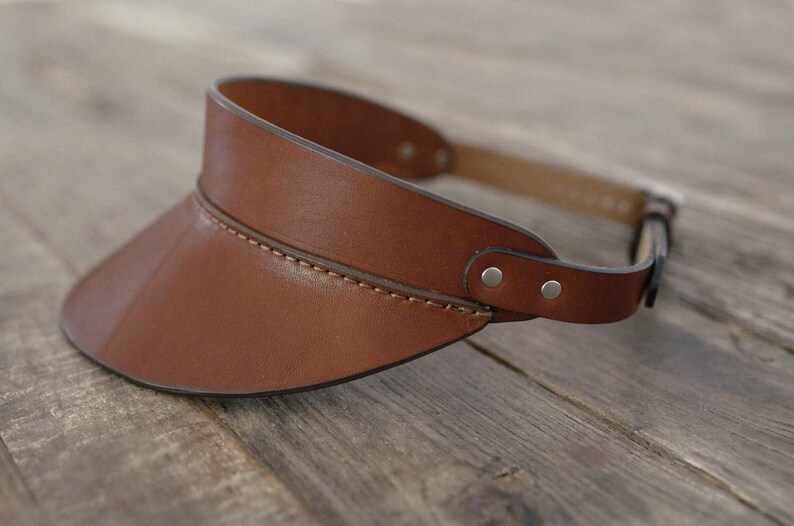 Brown Leather Sun Visor ORIGINAL Size Etsy
