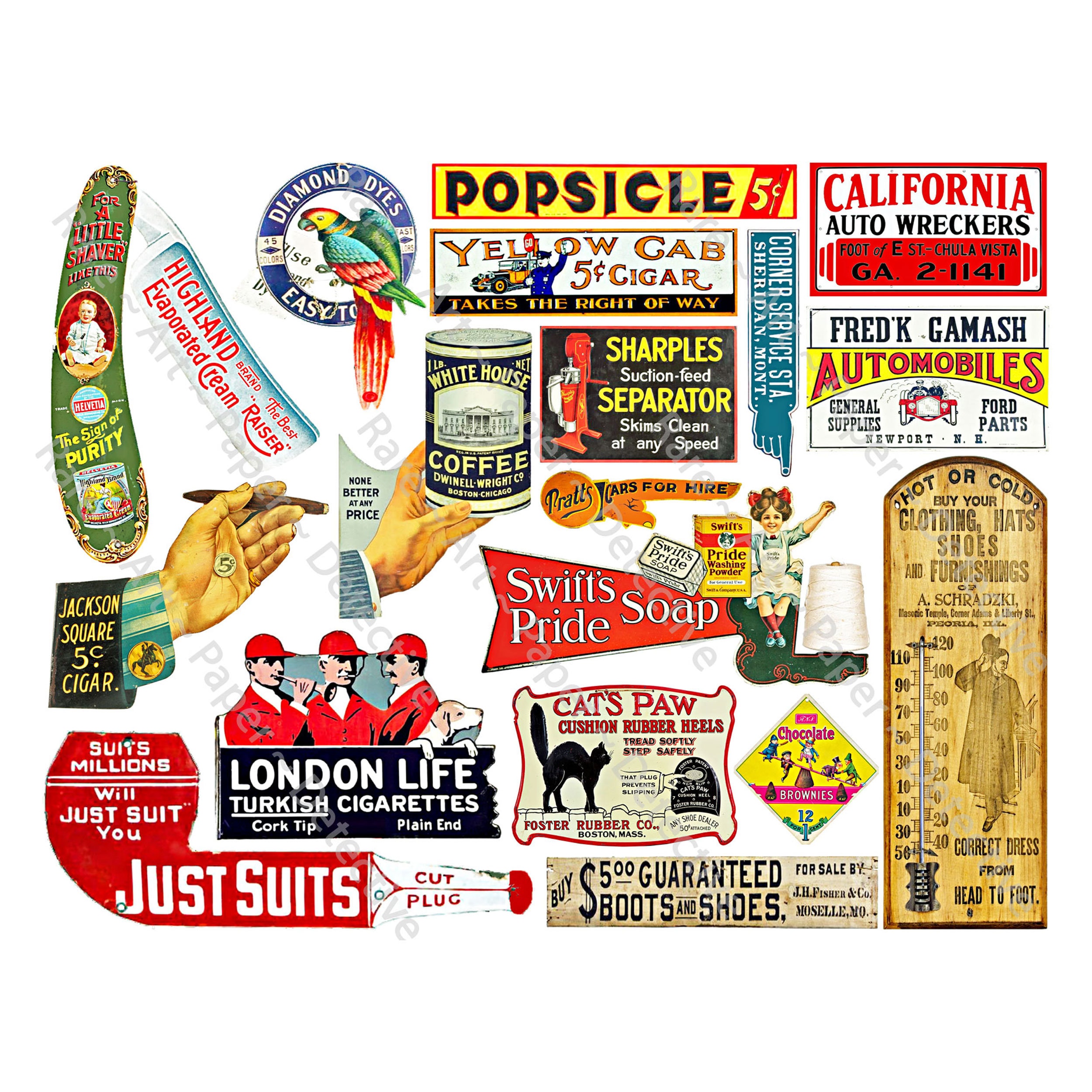 General Store Signs, Advertising Sign Illustrations, Rustic Antique