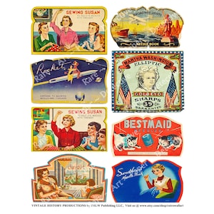 Libri di aghi antichi, foglio DIGITALE, arti tessili, effimeri da studio di cucito vintage, articoli di carta, etichetta di carta per hobby, collage di carta artigianale, 596