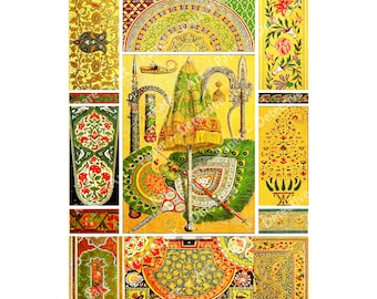 Graphismes et conceptions de l'Inde ancienne #2, Journal indésirable et collage de clip art, Album de coupures sur le thème de l'Inde classique, FEUILLE DE TÉLÉCHARGEMENT NUMÉRIQUE 1080
