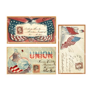 Gráficos digitales patrióticos del 4 de julio. DESCARGA INSTANTÁNEA. Suministros para hacer sobres y tarjetas. Decoración y regalos de la época de la Guerra Civil estadounidense. 1263