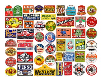 Poppenhuisminiatuurborden en bordafbeeldingen diorama modeltreinen, 49 afdrukbare reclame-illustraties, 1 DIGITAAL DOWNLOADBLAD, 738P