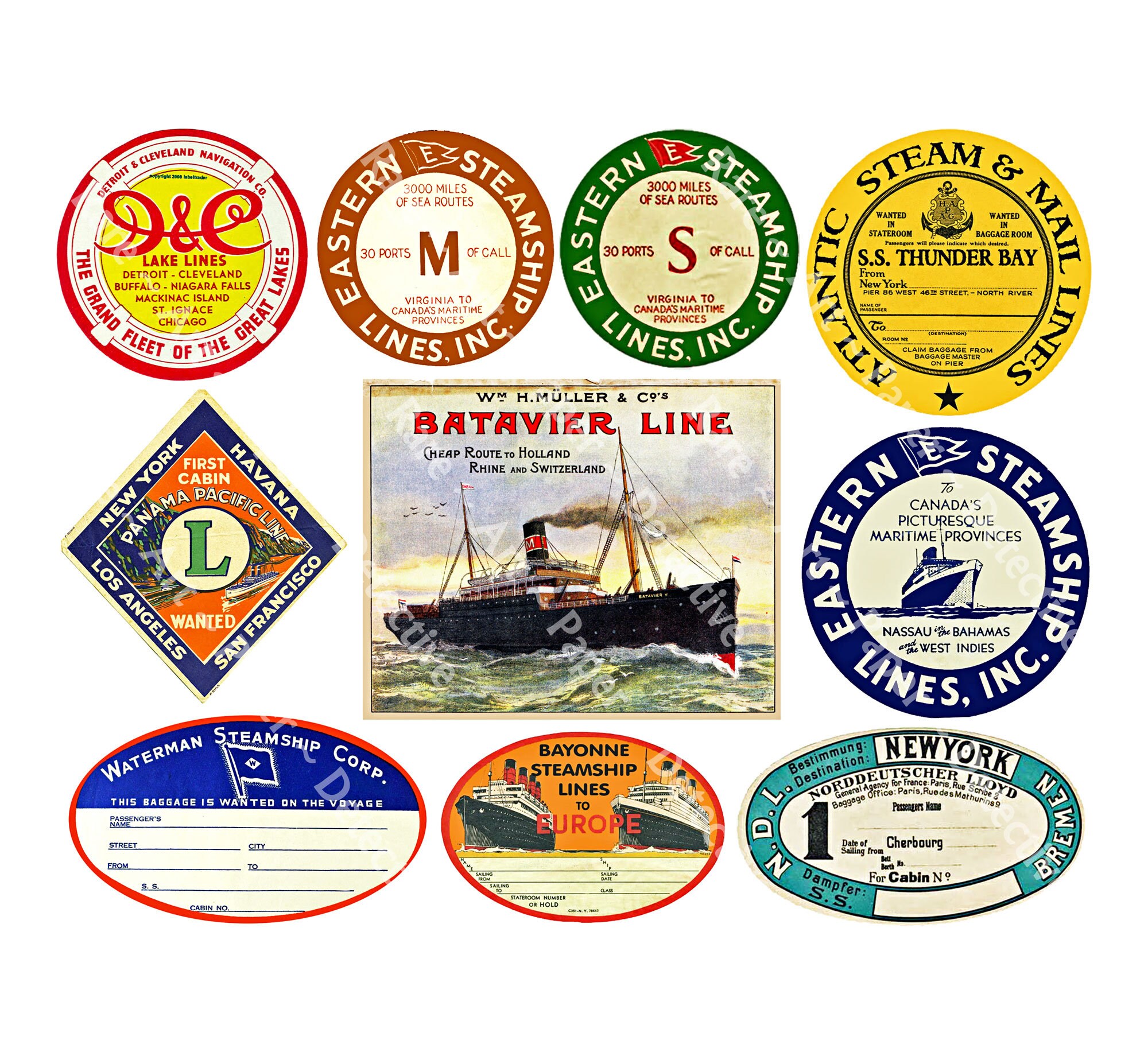 Steamer Trunk Labels DIGITAL DOWNLOAD Steamship Baggage Tags Etsy UK