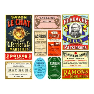 Medicine Labels, Apothecary Cabinet, Vintage Pharmacy Labels, Bathroom Décor, DIGITAL DOWNLOAD SHEET, 1132