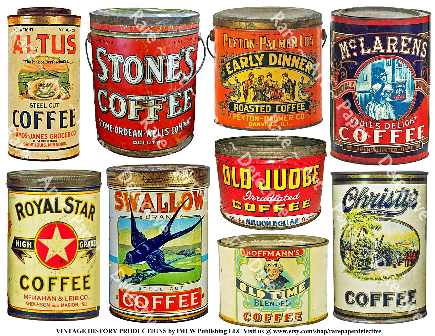Coffee House Art Coffee Can Images Vintage Java Tin Old Etsy