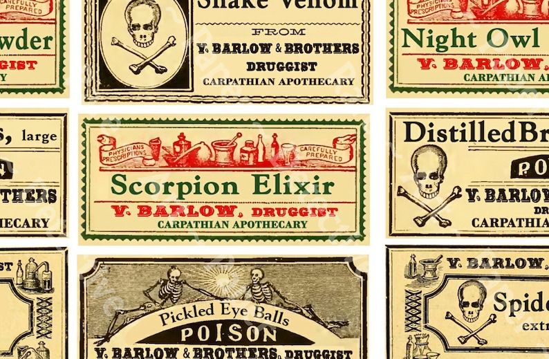 15 Halloween Potion Labels and Monster Apothecary Labels Antique ...