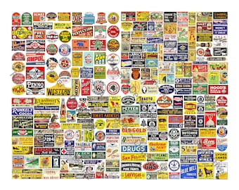 Miniature Sign Graphics for Dollhouses & Model Train Dioramas, 240 PRINTABLE Advertising Sign Illustrations, 1 DIGITAL DOWNLOAD Sheet, 1083
