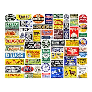 Puppenhaus Schilder & Modelleisenbahn Diorama Schild Grafiken, 56 druckbare Miniatur Werbung Illustrationen, 1 DIGITAL DOWNLOAD BLATT, 501N