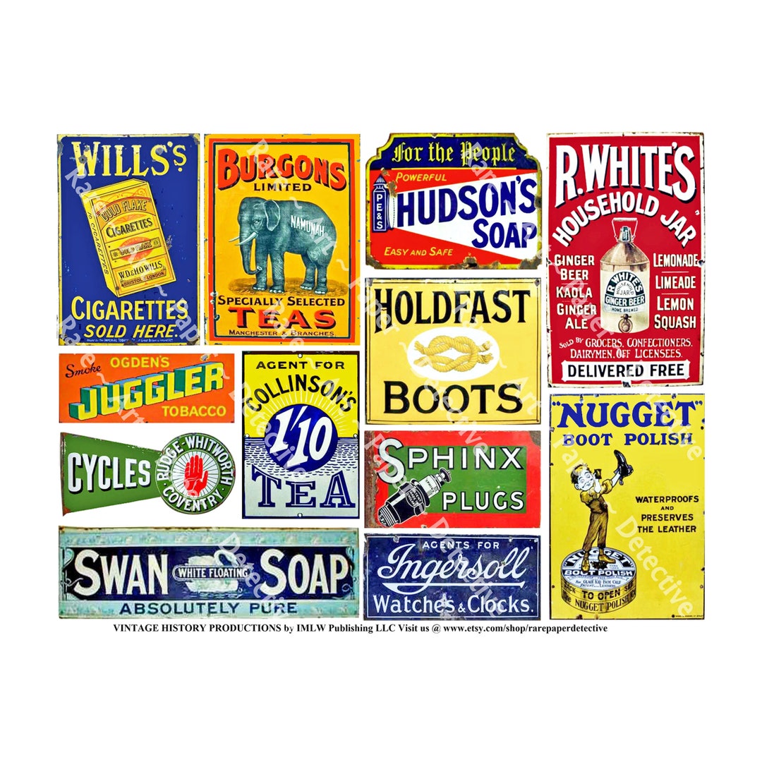 Vintage Advertising Signs DIGITAL DOWNLOAD Sheet, General Vintage Advertising Signs DIGITAL DOWNLOAD Sheet, General