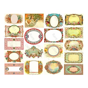 Notitiekaarten, junkjournal-voorraad, 18-delige set stickers voor het maken van notities en cadeaubonnen uit het Victoriaanse tijdperk, etiketten van 2,5 inch breed, DIGITAAL DOWNLOADBLAD 935