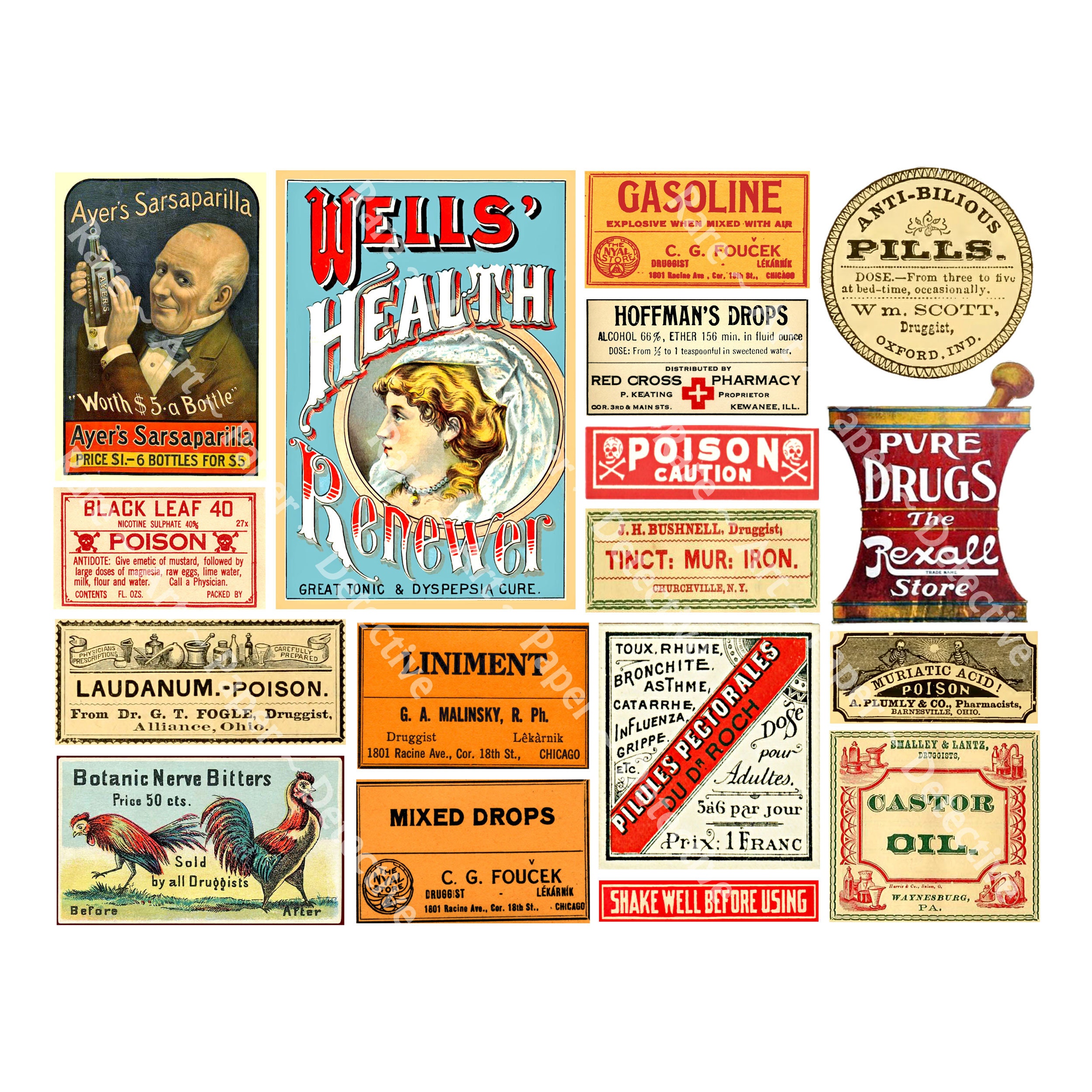 Halloween medicine bottle labels