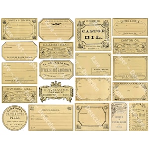 Medizin Etiketten, 20 leere RX Apotheker Flasche Abziehbilder, Apotheke Tag, Halloween DIY Etiketten, Digital Download Sheet, Drogist Abziehbilder, 864