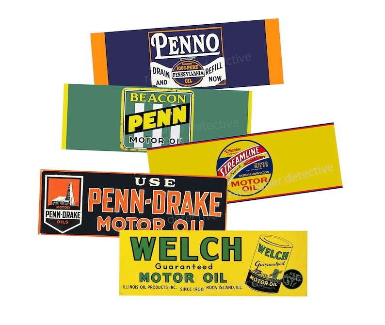 oil can labels set of 5 large oil signs for garage car etsy