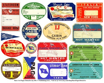 Reise-Aufkleber, Vintage Label Art, Koffer Aufkleber, Hotel Gepäck  Etiketten für Zeitschriften, Gepäck-Tags, Sticker, Steamer Trunk, 944