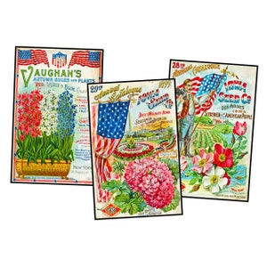 Ilustrações de cartões postais com pacotes de sementes de jardim para fazer presentes de jardineiro, cartões comemorativos e presentes para ela, 1 folha de DOWNLOAD INSTANTÂNEO, CONJUNTO 60