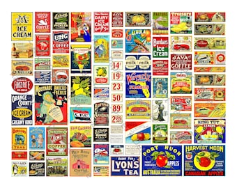 Dollhouse Miniatures, Pantry, Kitchen, Grocery Signs & Labels, 1/12 Scale or Multi Scale Images, Model Railroad, DIGITAL DOWNLOAD, 1112