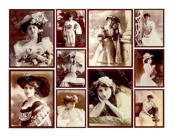 Victorian Women Portrait Tags, Vintage Journal Photos of Ladies, Antique Card Making & Journal Photography, DIGITAL DOWNLOAD, 1239