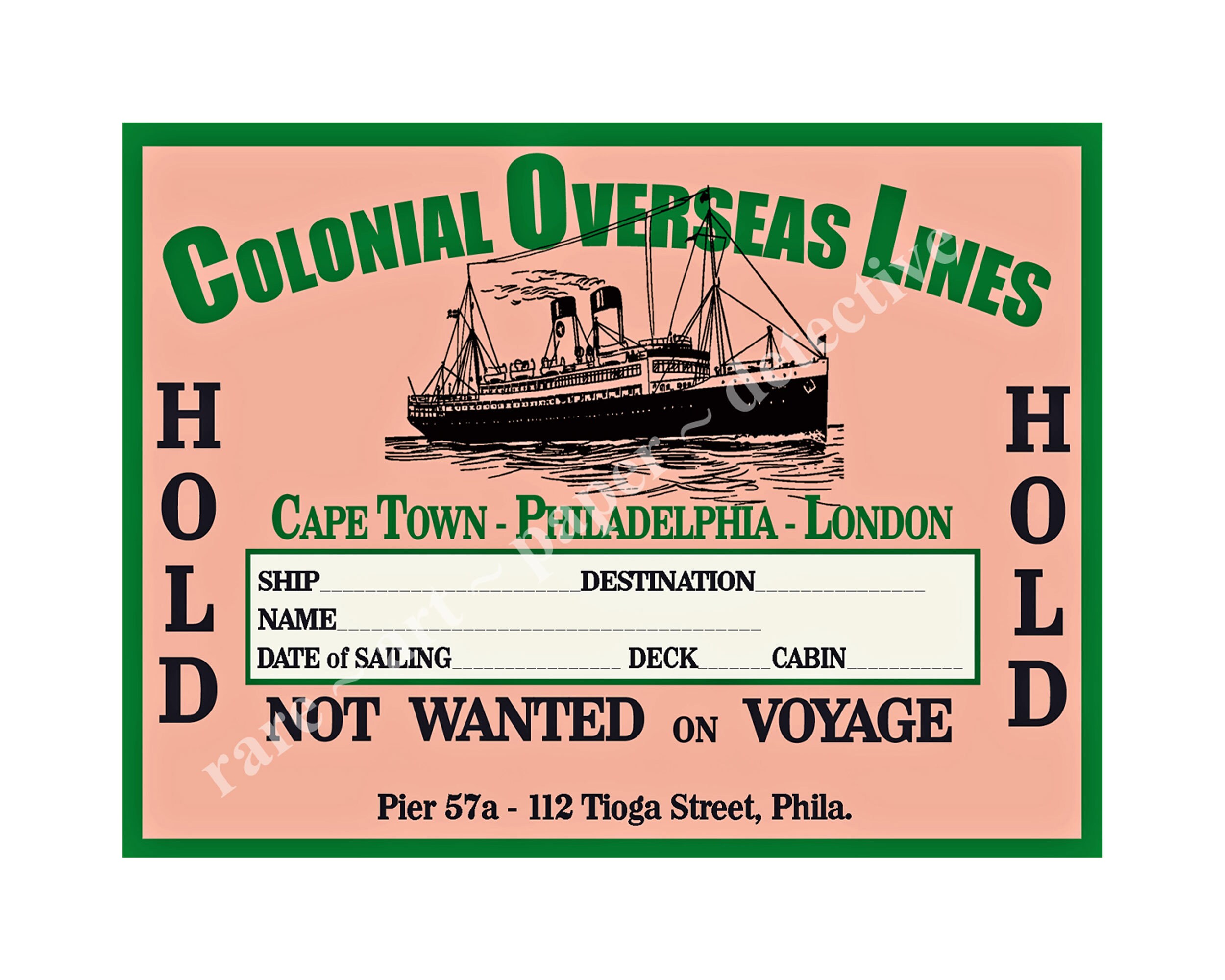 Steamship Luggage Label Vintage Label Art & Baggage Tag Etsy UK