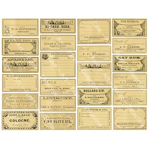 Apothecary Labels, 23 Medicine Bottle Decals, Pharmacy Tag, Halloween DIY Labels, DIGITAL Download Sheet, Druggist Decals, 862