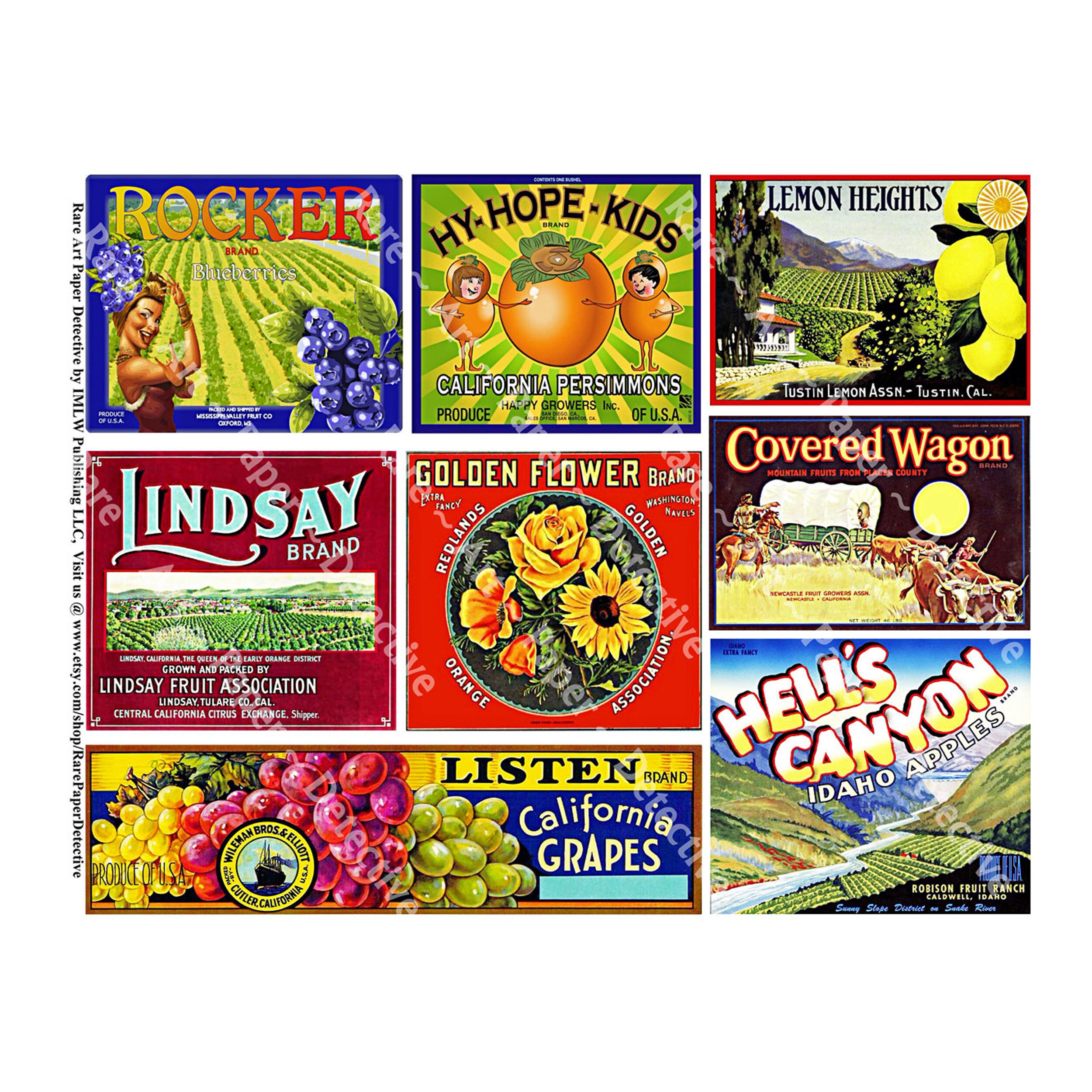 Fruit Crate Labels, Farmhouse Kitchen Sign, Farm Wall Decor, Mini